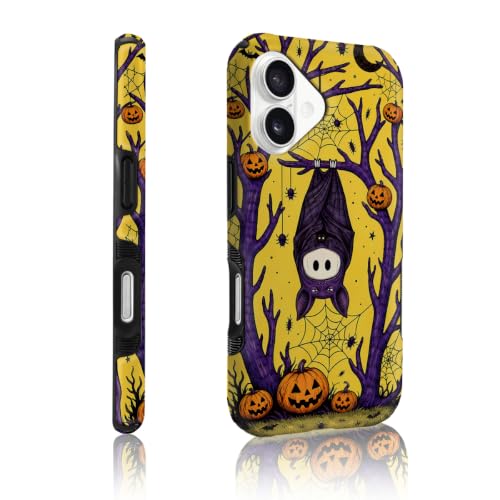 Coque iPhone 17 magnétique 2 en 1 hybride amovible noire motif chauve-souris fantôme