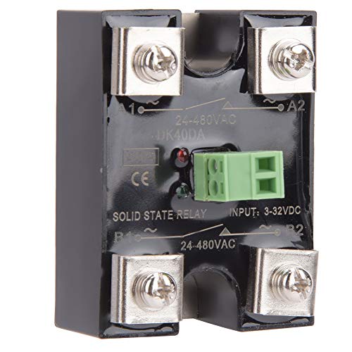 Hyuduo SSR, relé de Estado Sólido Berm-DK40DA, 40A SSR Dual AC y Relé de Control de único, 24-480 VAC con Contactos de Latón para Controladores de Temperatura (40A(BERM-DK40DA))