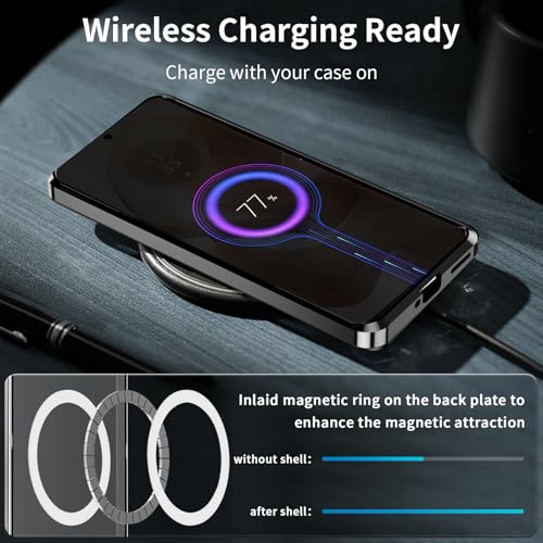 Image of Motorola Edge 50 Ultra /Moto X50 Ultra Case Cover for Magsafe, Camera Protection, Metal Magnetic Cover, Shockproof Protective Case and Slim Fit Case, Black