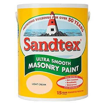 Sandtex masonry paint, 5 litres, ultra smooth brickwork, yellow