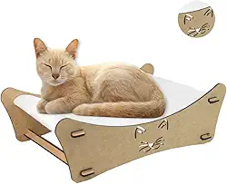 BOXFAN Cama Pet para Gato Rede Caminha Com Estrutura Em Madeira Cru