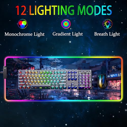 Tapis de souris de jeu RVB au design de rues japonaises nocturnes LED - 2