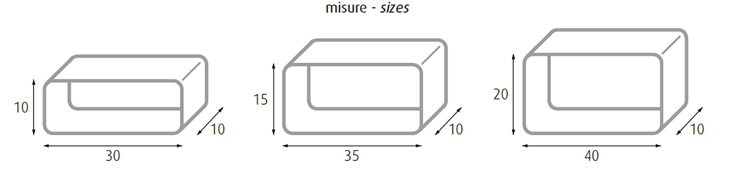 King Home M1105004/B Set 3 Pezzi Mensola Rettangolare Stondata in MDF Bicolore, Bianco/Verde