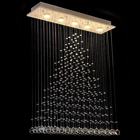 Kristallleuchter Deckenleuchten, Moderne Rechteckige Tröpfchen Leuchter Beleuchtung, Unterputz LED Pendelleuchte für Esszimmer, Wohnzimmer, Schlafzimmer Cover