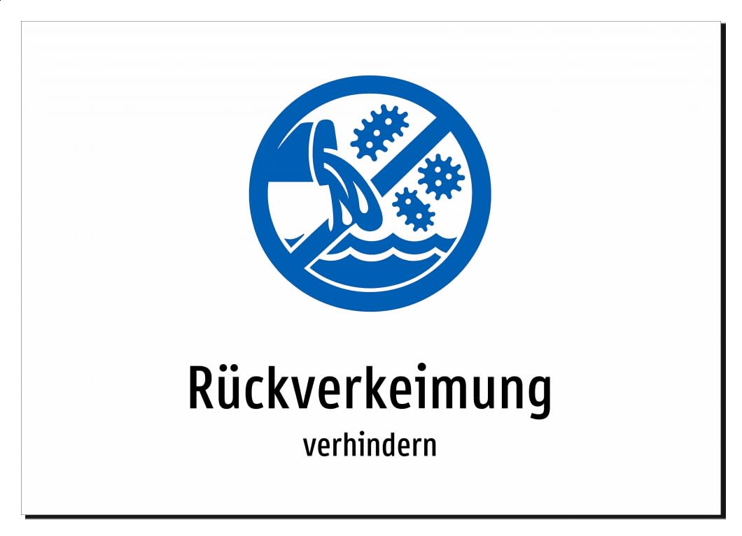 Rückverkeimung - verhindern | Aluminiumschild A2, 594 x 420mm | mit Symbolgrafik und Text