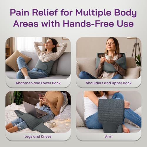 Image of SELLASTIC Electric Heating Pad for Back Pain + Period Cramp Relief | Full Large Size | 4 Timer, 9 Heat Mode | Lower Back, Neckpain, Shoulder, Abdomen, Waist, Thigh | Gifts for Women, Men