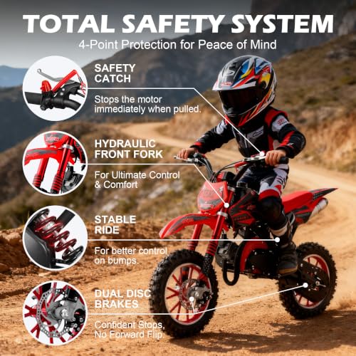 Image of Kids 50cc Dirt Bike,2-Stroke Gas Dirt Bike,White,CPC Listed