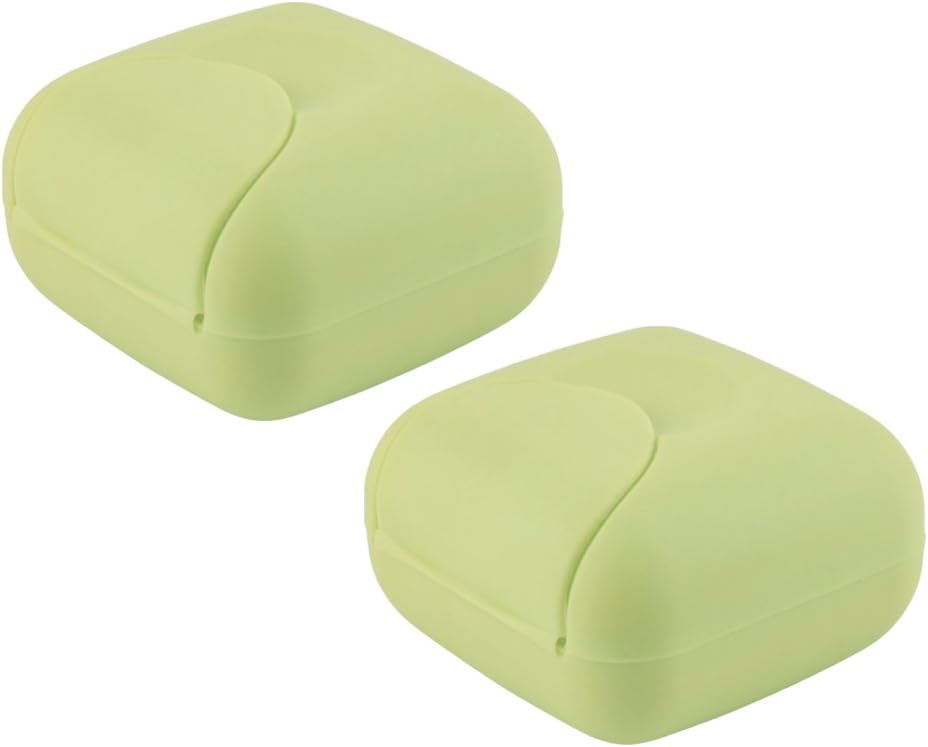 2 PCS Travel Soap Box Waterproof and Leakproof Square Small Soap Dish with Sealed Portable Home Outdoor Supplies (Light Green)