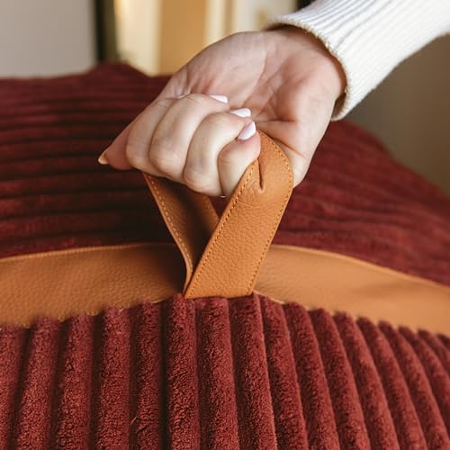 Image of Big Joe Fuf 7Ft Foam Bean Bag Chair for Kids and Family, Ideal for Living Space and Basement, Deep Terracotta Corded Plush, 7 Feet Giant