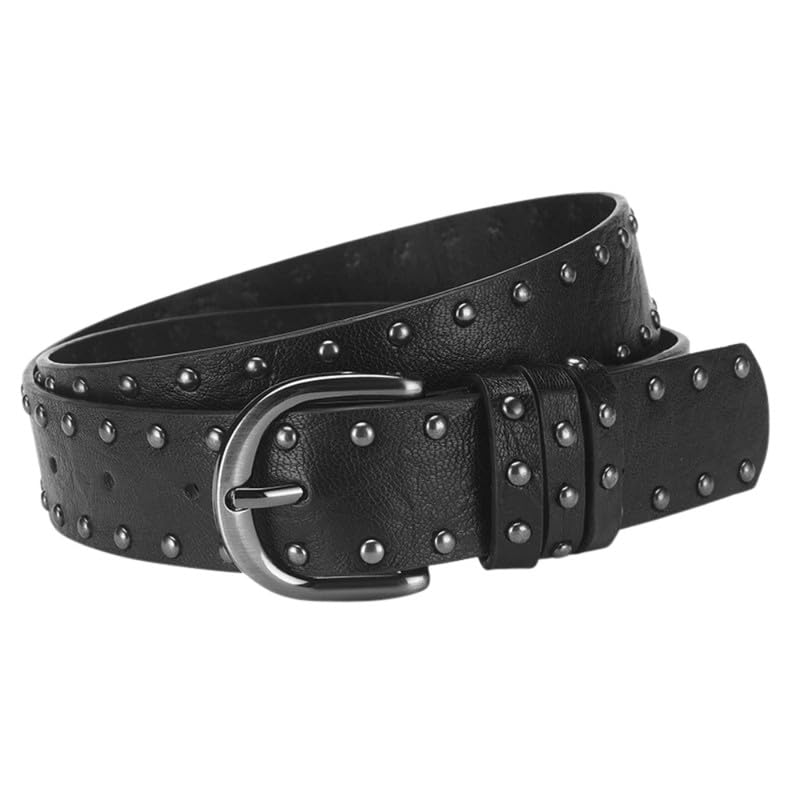 Double Pin Buckle Women's Belt | Punk-Inspired Black Waist Belt for Jeans & Fashion Outfits | Decorative & Versatile-image-34