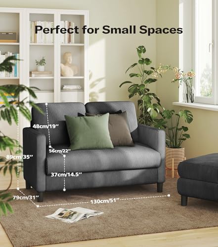 Image of Welzona Loveseat, 51 inch Small Couch, Corduroy Love Seat, Small Loveseat Sofa