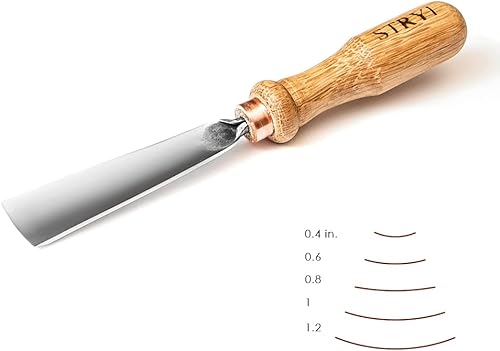 Stryi Gouge - Hoja de 1.2 pulgadas #5 - Perfil radial ligeramente doblado, cincel semicircular, gubia de mano para carpintería, hoja de acero al