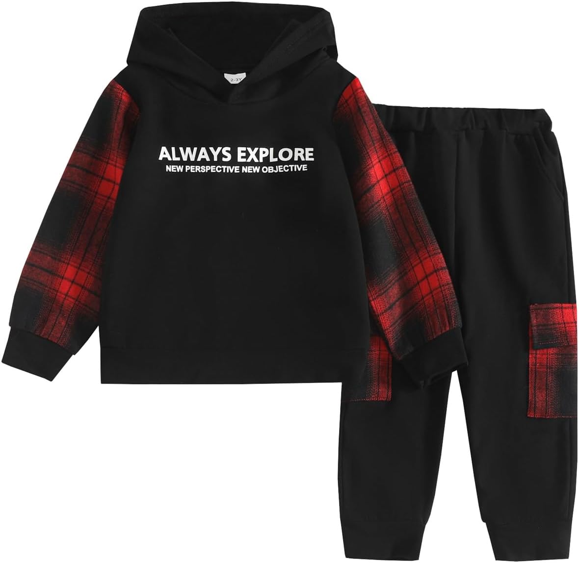 Toddler Baby Boy Clothes Plaid Long Sleeve Hoodie Sweatshirt + Pants 2pcs Boys Outfit Set - Image 8
