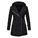 Xmiral Capispalla Cappotto con Cappuccio Giacca da Donna Warm Slim Giacca Parka Spesso Cappotto Cerniera Invernale (M,Nero)