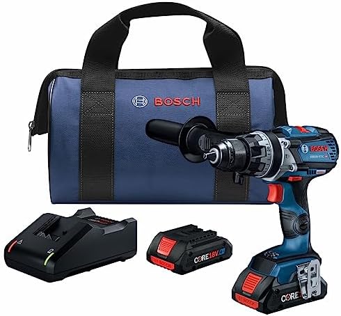 BOSCH GSB18V-975CB25 18V Brushless Connected-Ready 1/2 In. Hammer Drill/Driver Kit with (2) CORE1...