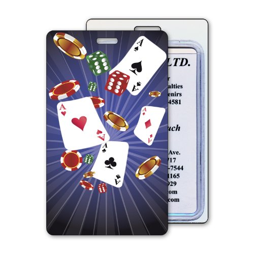 Lenticular Luggage Tag Plastic Loop Animates Cards and Poker Chips
