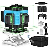 Kreuzlinienlaser , Laser Level Grün Selbstnivellierend 3X360° 3D IP54 Mit Magnetischer Wandhalterung 2x Akku, 12 Linien Linienlaser Vertikale und Horizontale Linie für den Innen- und Außenbereich