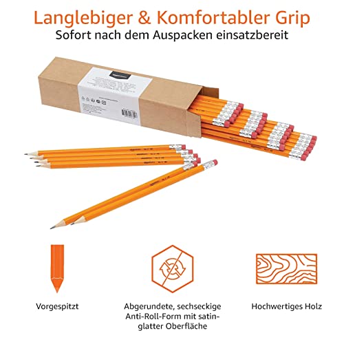 Amazon Basics - Holzgefasste Bleistifte, HB, vorgespitzt, 30er-Pack, orange – Bild 5