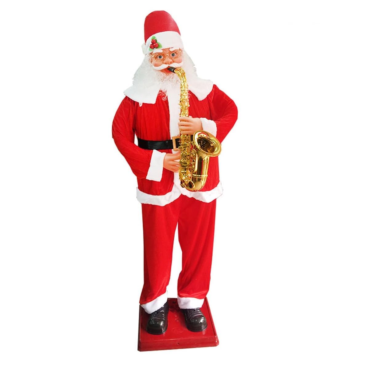 Père Noël animé musical 180cm grande décoration Noël intérieur extérieur