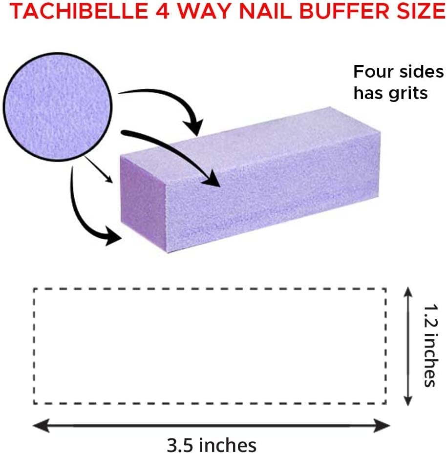 Tachibelle Premium Made in Korea 4-way Buffer 100/180 Grit Premium Nail File Buffing Block (Purple with White) (10PCS)