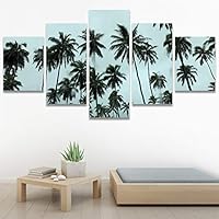 SIGNWIN 5 Panel Canvas Wall Art Palm Tree for Home Decorations Ready to Hang - 60