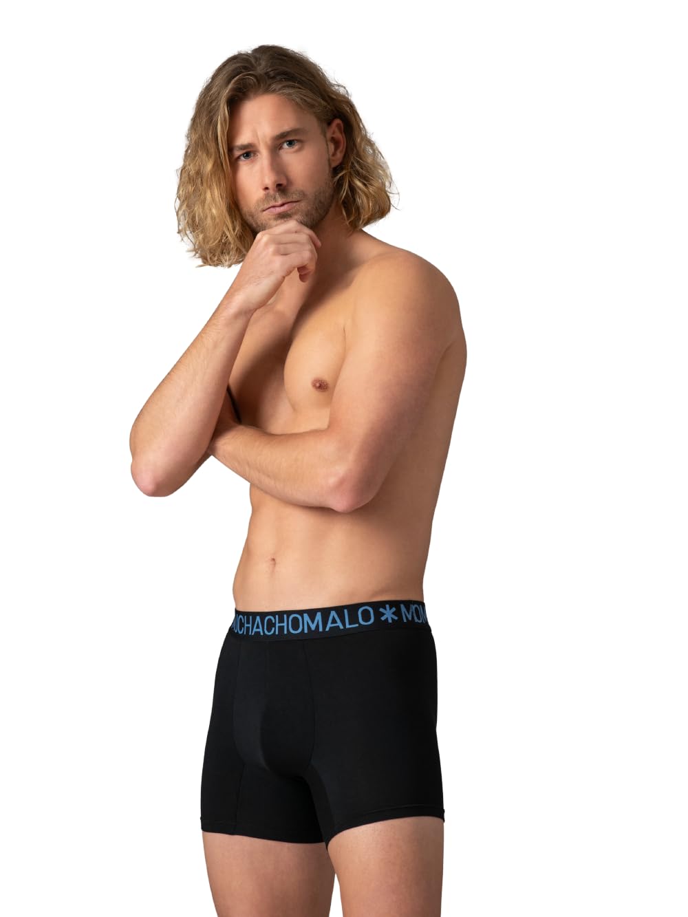 Muchachomalo Uomo Boxer 3-Pack, Tinta Unita, bambù, Fascia Elastica