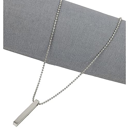 AJS Men's Stainless Steel Jewellery Set Combo Pack of 2 Cuboid Vertical Bar Pendant With 1 Rhodium Plated Rice Shape Link Neck Chain And 1 Black Finish Full Kada Bracelet For Boys and Men