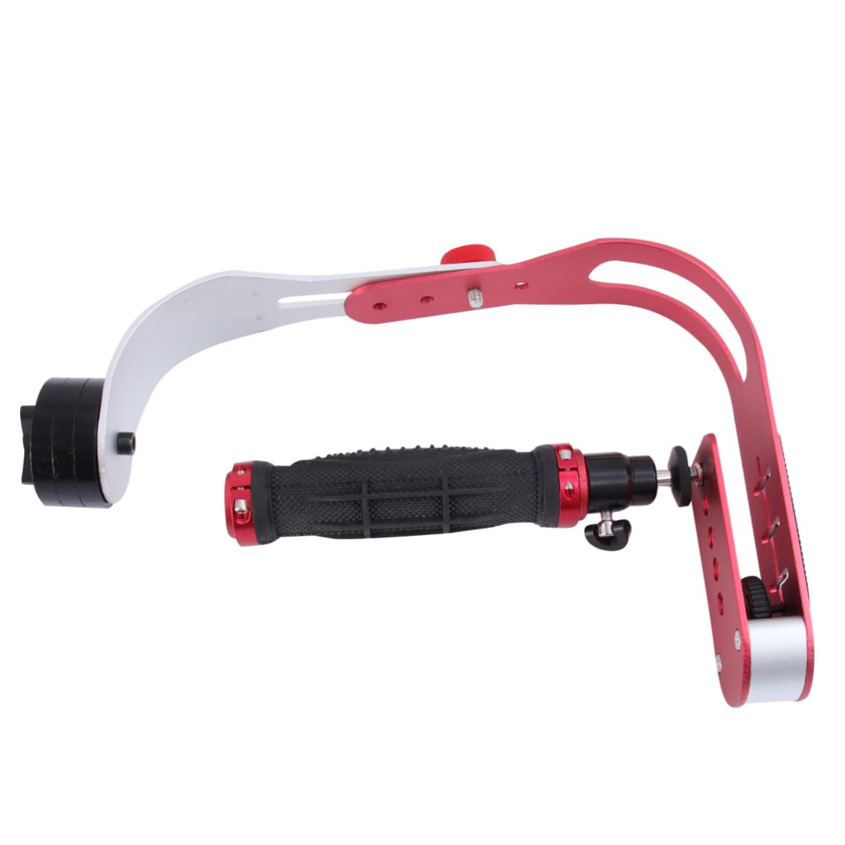 Stabilizzatore Fotocamera Arco Lega di Alluminio per Dv e Dslr | Rosso, Riprese a Basso Angolo in Viaggio, Movimento Fluido e Stabile, Riduce Vibrazioni