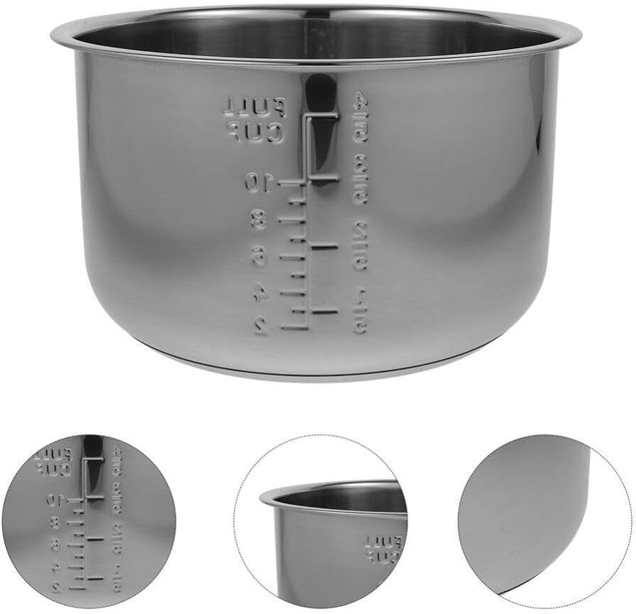 Zerodeko Stainless Steel Rice Cooker Non Stick Inner Pot, Rice Cooker Inner Pot Replacement, Traditional Pressure Cooker Bowl Electric Cooker Accessories for Kicthen (5L)