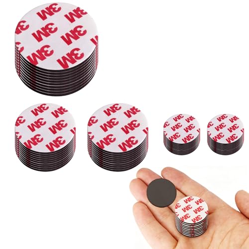 HAOXYO 50 Stück Runde Selbstklebende Magnete Magnetplättchen Klebemagnete Enthält DREI Größen Dicke 2 mm Magnetpunkte für Büro Schule Hause