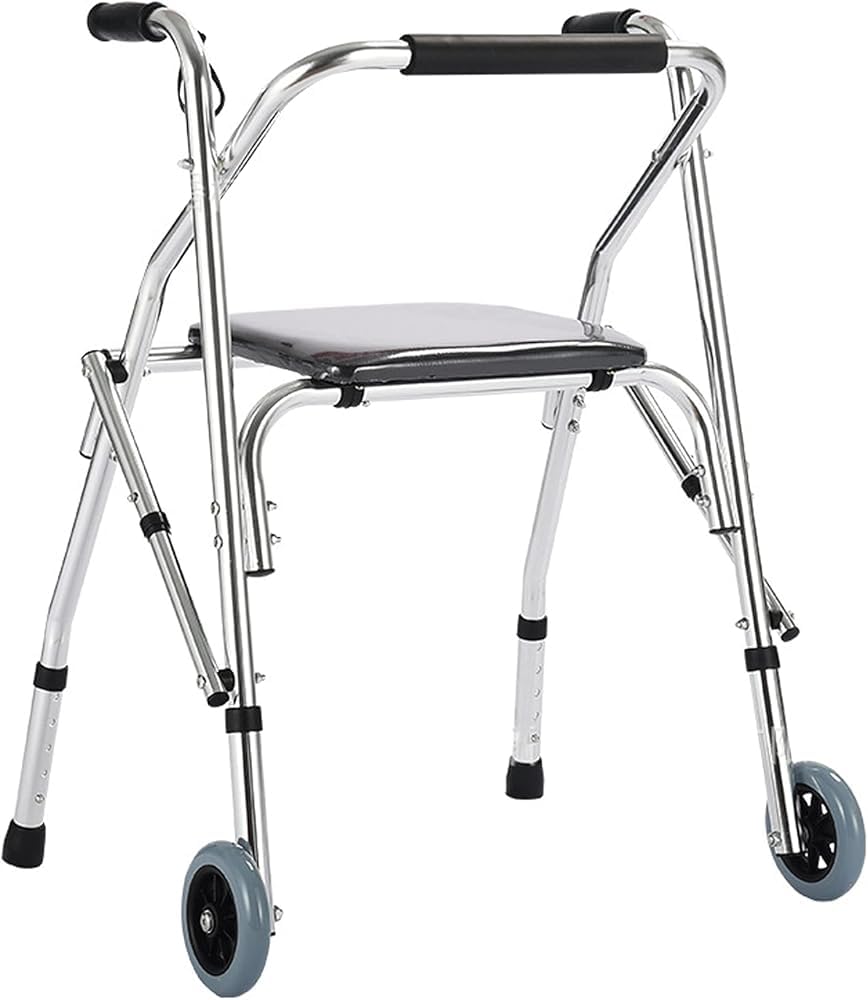 Andador con asiento para personas mayores y discapacitadas, ayuda de movilidad plegable para rehabilitación postoperatoria y apoyo diario