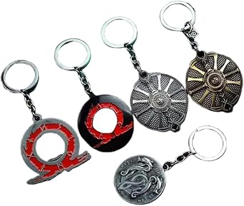 GOW Keychain Kratos Leviathan Axe Keychain Blades of Chaos Keychain Gifts for Men Teens Game Fan 5 Pcs A