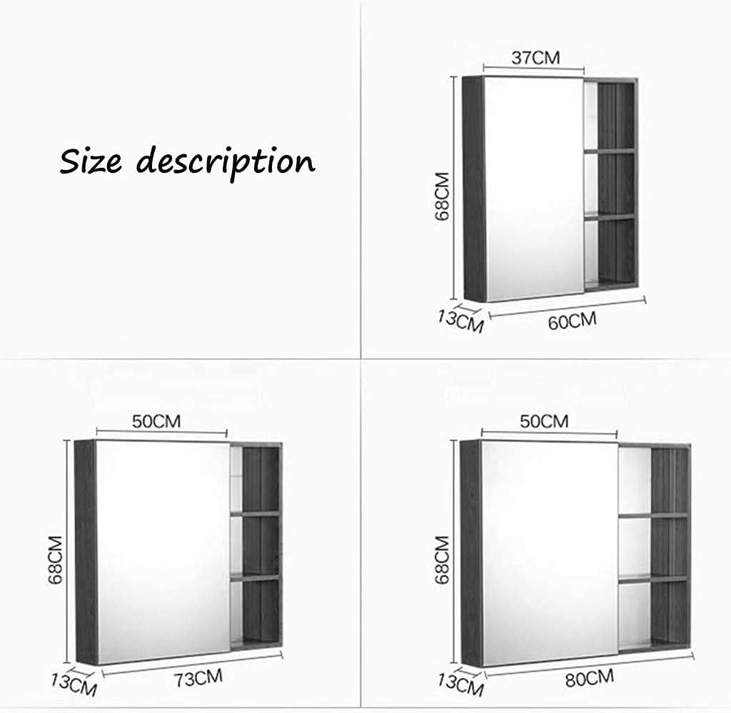 Vanity Mirror Aluminum Alloy Single Door Locker Bathroom, Moisture Proof (Color : Wood, Size : 68 * 13 * 60cm) (Wood 68 * 13 * 73cm)