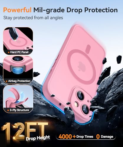 Image of CANSHN Magnetic for iPhone 15 Plus Case, Upgraded [Full Camera Protection] [Compatible with Magsafe] [Translucent Matte] Shockproof Protective Phone Case for iPhone 15 Plus 6.7 inch - Pink