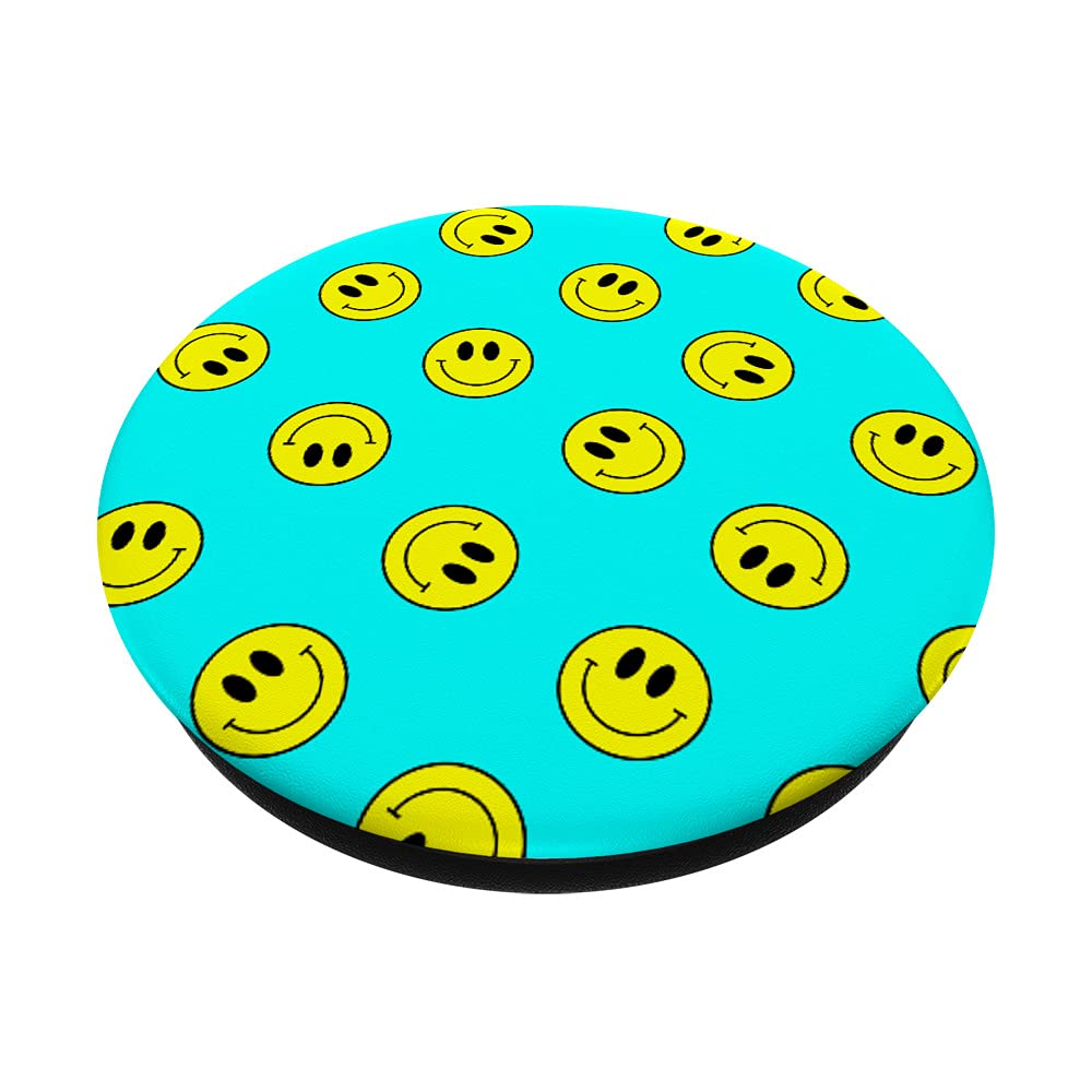 Amazon.com: Happy Blue Smiling Face Emoticon Pattern Smile 90s y2k