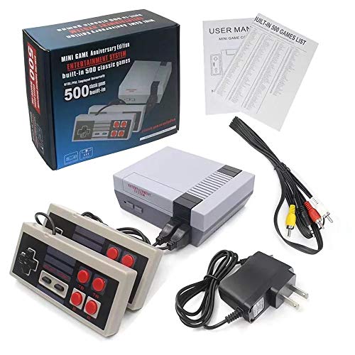 Classic Retro Game Console, AV Output NES Console Built-in 500 Classic Video Games for Kids Gift Birthday Gift