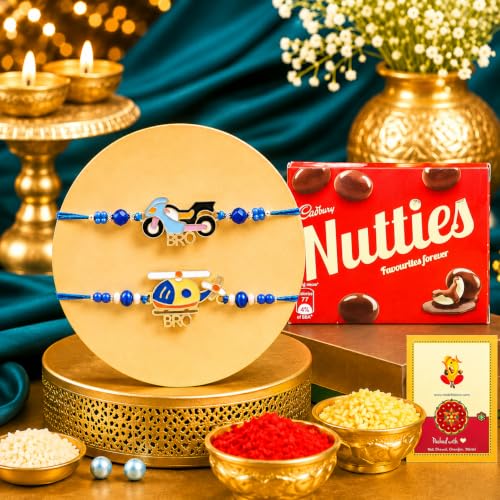 Image of TIED RIBBONS Rakhi for Kids with Chocolate Gift Combo - Cartoon Rakhi Set of 2 for Kids Boys Baby Brother with Chocolate and Roli Chawal