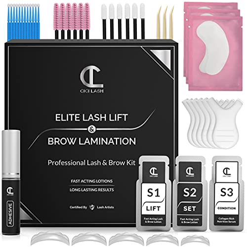 2 in 1 Lash Lift Kit and Brow Lamination Kit | Instant Perming, Lifting & Curling for Eyelashes & Eyebrows | Professional Salon Results Lasting 6-8 Weeks | Includes Glue & Supplies for 6 Treatments
