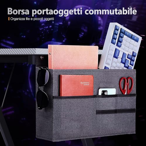 ODK Scrivania Angolare, Scrivania Gaming 167x120cm con Supporto per Monitor, Scrivania Bianca Carbonio con Porta Cuffie per Gamer - Immagine 3