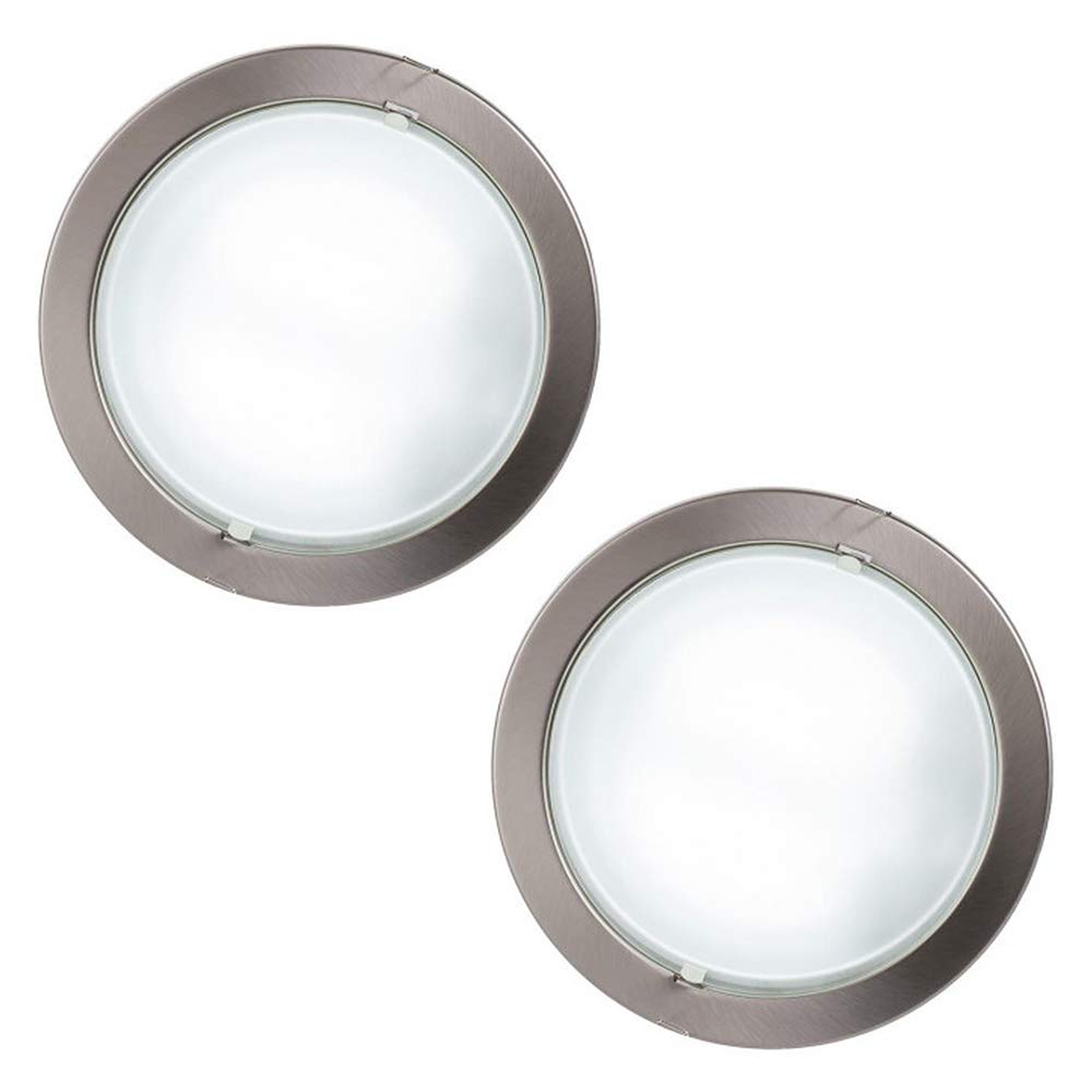 LITECRAFT Recessed Downlights Large Circular Spotlights in Satin Chrome - 2 Pack Clearance