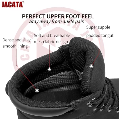 Image of Jacata Men's Work Boots for Construction Waterproof Slip Resistant Leather