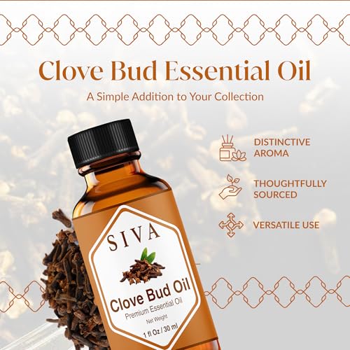 Image of Siva Clove Bud Essential Oil 1 Fl Oz - for Diffuser, Skin & Hair Care - Ideal for Massage & DIY Blends- with Dropper