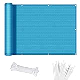 Balkon Sichtschutz Balkonabdeckung 140 x 200 cm HDPE Balkonbespannung mit Kabelbinder Atmungsaktiv Balkon Sichtschutz Balkonverkleidung für Gartenanlagen, Camping, Blau