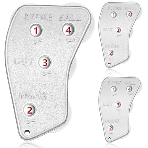 Lenwen 3 Pack 4 Wheel Baseball Umpire Clicker Indicator Gear Practical Baseball Counter Clicker for Scorekeeper Recording Outs and Innings Balls (Silver)