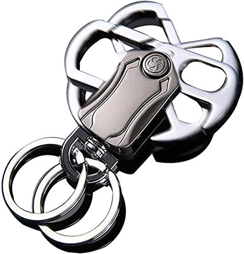 WRRW Multifunctional Heavy Duty Keychain Corkscrew, Car Keychain Spinner Key Ring Bottle Opener 360 Degree Bearing Silent Rotation Design Key Ring Men's Fashion Key Chain Gift (2PCS)