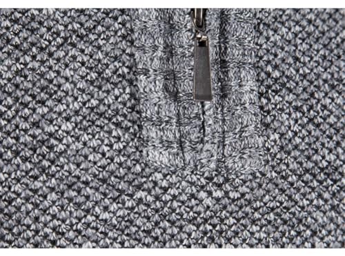 Mens Autumn Winter Solid Color Casual Sweater Stand Collar Fleece Sweater Male Zip Slim Fit Knitted Pullover4