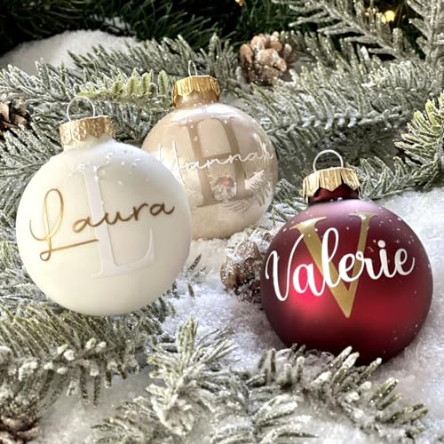 Personalisierte Weihnachtskugeln aus Glas (6 cm) – inkl. Name, Motiv...