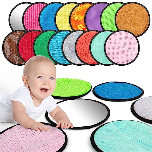 Image of Inbeby 16 Set Round Sensory Mini Mats Textured Sensory Tiles - Sensory Toys for Autistic Children, Babies and Toddlers with Sensory Issues - Tactile Sensory Walls Sensory Mats for Fidgeting Activity