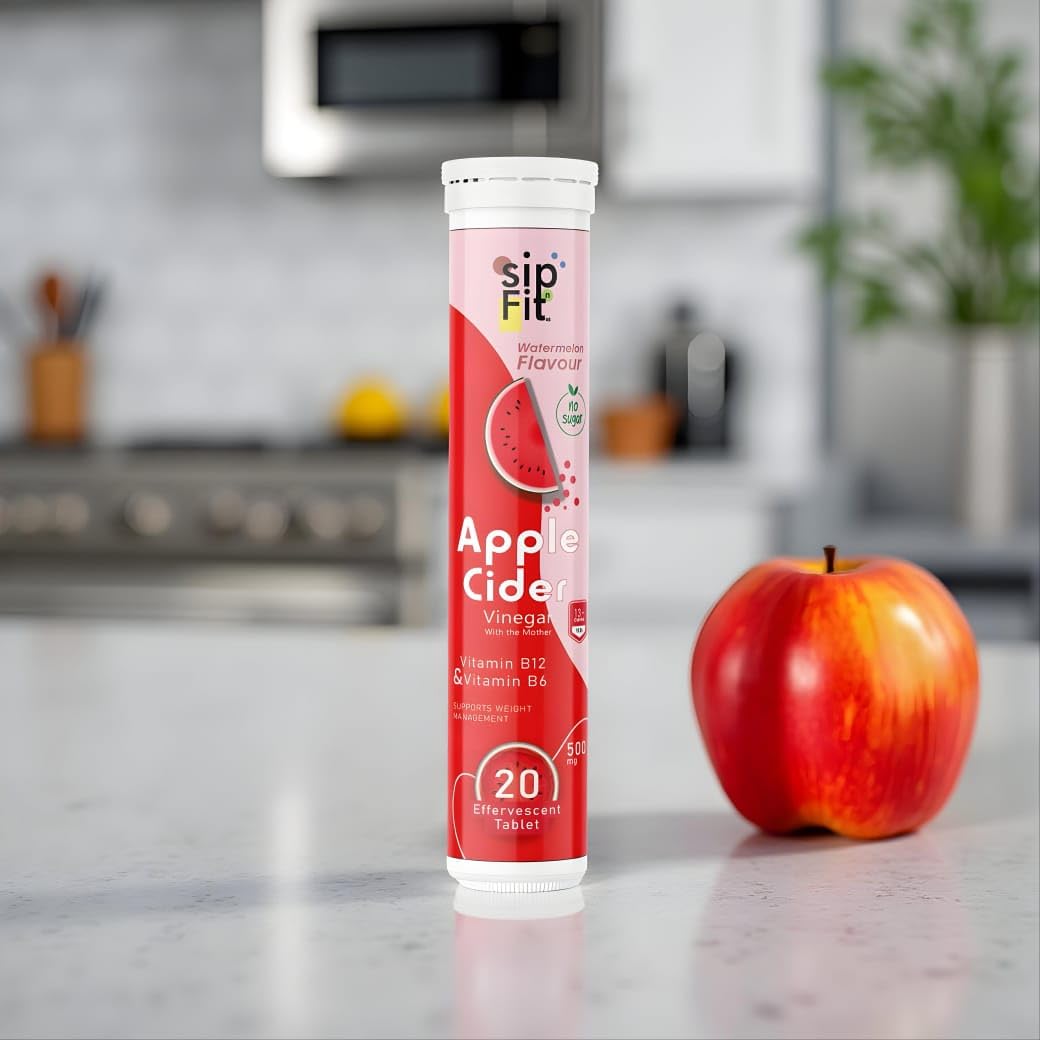SipnFit Apple Cider Vinegar Effervescent Tablet with mother | Supports Metabolism & Appetite Control I With 4000mg ACV, Vit B6 & B12 I No Maltodextrin, No Added Sugar I Pack of 1 (20 tablets)-image-22