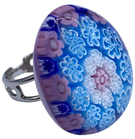 Bague en verre de Murano millefiori multicolore fait main VG114A